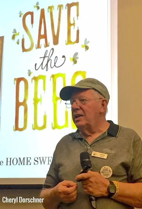 Dr. Dewey Caron speaking at 'Save the Bees' event